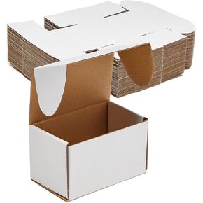 Juvale Set of 50 White Corrugated Mailer Boxes, Packaging Boxes for Small Business, Easy Assembly with Folding Lids, Subscription Boxes, Retail, and Ecommerce Shipping Supplies, 5 x 3 x 3 Inches