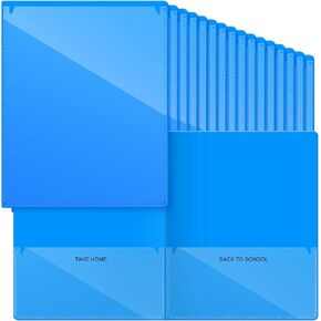 Henoyso 72 Pcs Blue Heavy Duty Pocket Folders for School and Home, 11.8 x 9.45 in
