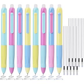 BAYTORY 18Pcs Retractable Erasable Gel Pens, 0.5 mm Fine Point, 4Pcs Blue & 4Pcs Black Ink Pens & 10Pcs Black Refills, Quick Dry Cute Eraser Pen, Smooth Writing (Multicolor)