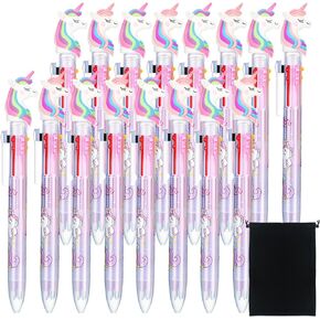 Epakh 16 Pcs Multicolor Unicorn Pen 6 in 1 Retractable Unicorn Gel Ink Multicolor Pen for Kids Cute Office School Party Favors Supplies