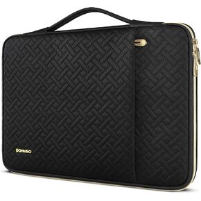DOMISO Laptop Sleeve Case 16 inch Waterproof Shockproof Computer Carrying Handbag with Handle and Golden Zipper Compatible with 16 inch HP Dell Aspire Asus Notebook,Black