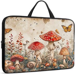 Laptop Sleeve Bag with Handle Computer Protective Soft Cover Case for 14 Inch 13 Inch Laptop,Mushroom Butterfly Weed