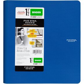 Five Star 1-1/2 Inch 3 Ring Binder, Plastic, Color Selected for You, 1 Count (26136)