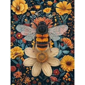 Bimkole 5D Diamond Arts Painting Kits Bee, Full Drill DIY Rhinestone Embroidery Set Paint with Diamonds Art Flower by Number Kits Cross Stitch Home Wall Craft Decoration (12x16Inch)