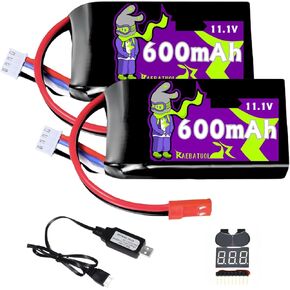 600mAh 11.1V Lipo Battery with JST Plug，Rechargeable Lipo for RC Airplane Racing Drone Helicopter Quadcopter Micro FPV,such Small Size FPV E-flite Blade 180 CFX Torrent 110 Baby Hawk Micro 2