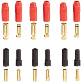 Amass AS150 and XT150 Male Female Anti Spark Connector Set for DJI S1000 S900 RC Lipo Battery ESC and Charge Lead (3Pairs AS150 Red+3Pairs XT150 Black)