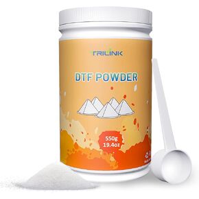 TRILINK DTF Powder for Sublimation 550g / 19.4oz DTF Transfer Powder Hot Melt Adhesive applies to All DTF Transfer Printers for Digital Prints on T-Shirts Textile DTF Supply with DTF PET Film and Ink