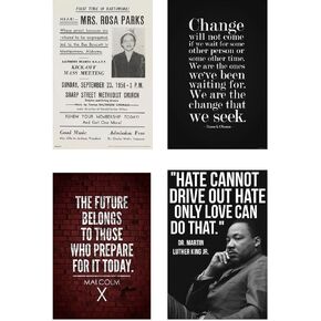 Black History Month Decorations for Classroom Office Decor Decoration Wall Art Posters Picture Photograph African American Leaders Movement Motivational Inspirational Historical Educational