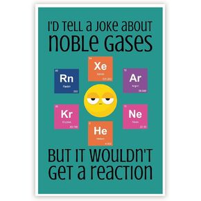 HASIDU I'd Tell A Joke About Noble Gases Classroom Poster - 12 x 18 Inches - for Bulletin Board - Classroom Decor - Educational Prints - Teachers Educators Made in USA - HDP0386