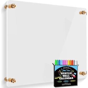 Premium Ultra-Clear Acrylic Dry Erase Writing Board | Clear Non-Magnetic Plexi Glass Wall Calendar Floating Family Planner Memo Whiteboard | 36" x 24"