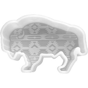 Bison Shaped Silicone Freshie Mold | Size 4.5" Wide x 3" Long x 1" Deep | Buffalo Freshie Mold | Southwest Design | Buffalo with Navajo Diyogí Pattern