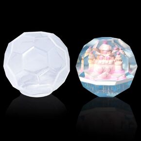 Voyyphixa 4in Geometry Sphere Silicone Resin Mold, Diamond Ball Silicone Molds, Round Epoxy Resin Molds for Soap Candle Making, DIY Art Craft (4in)