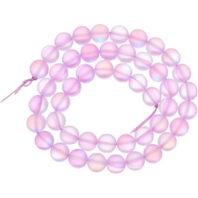 uxcell Matte Crystal Glass Beads 8mm Synthetic Frosted Shining Semi-Precious Round Loose Beads Synthetic Moonstone for Jewelry Making DIY Bracelet, Gray Blue