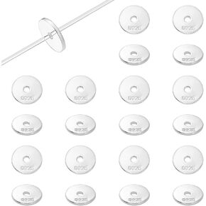 PH PandaHall 20pcs 925 Sterling Silver Flat Beads 6mm Disc Spacer Beads Metal Heishi Beads Long-Lasting Spacers Beads for Clay Beads Summer Bikini Chain Stackable Necklace Bracelet Jewelry Making