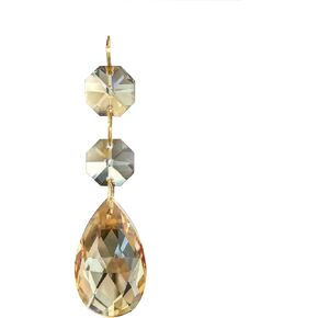 HUESEW Teardrop Pendants Chandelier Crystal Prisms Pendants Glass Pendants Beads, Pack of 10 (Champagne)