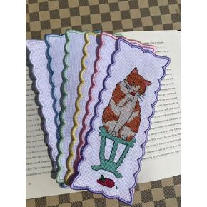 6 pcs Cats Bookmark Cross Stitch Kits,Small Easy, Bookmarks Cross Stitch,14 Count Counted Cross Stitch Kits,Cotton Thread, Cotton cat Bookmarks Counted Cross Stitch Kits