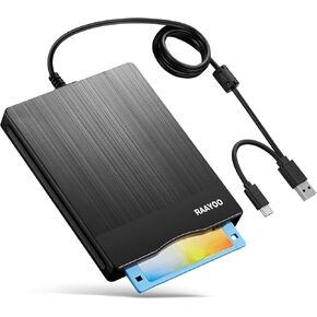 Floppy Disk Reader 3.5 inch USB Floppy Disk Drive External 3 1/2 Floppy disc Reader Portable Floppy Diskette Drive USB C for PC Laptop Notebook Computer with Windows 11/10(Brushed Texture, 3.5 Inch)