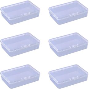 6 Pcs Mini Plastic Storage Containers Clear Rectangle Boxes Small Empty Cases Transparent Beads Organizer Container with Lid for Collecting Small Items 8.5 x 6.1 x 2.5cm