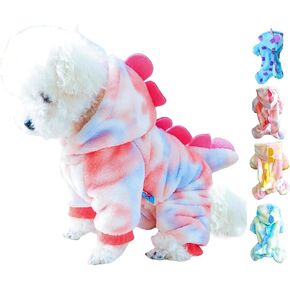 IXI Halloween Dog Costume Colorful Dinosaur Dog Coat Small and Medium Pet Costume Pet Party Hoodie Cold Weather Clothing (Pink, Small)
