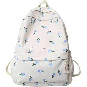 Kawaii Women Backpack Aesthetics Cute Backpack Preppy Backpack 16.1 Inch Floral Backpack College Backpack Pink, Medium