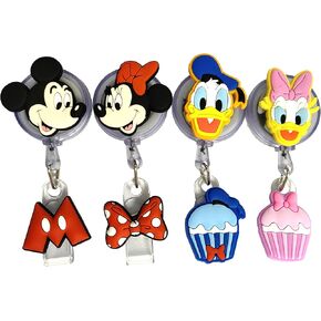 hqq charms 4PCS Retractable Badge Holder,Hero Badge Holder Reel Clip,Cartoon Retractable Badge Reel, Badge Reel Holder for Kids, Nurses, Name Badge Holders with Clip for Offices(6Mix)