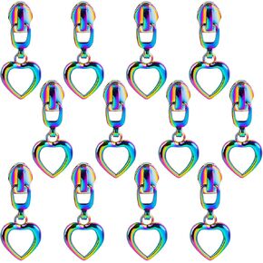 Framendino, 12 Pack Alloy Zipper Pulls #5 Rainbow Zipper Pull Replacement Zipper Sliders for Purse Bag Luggage