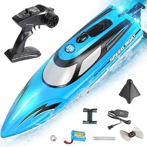 BEZGAR RC Boat, 14 inch Remote Control Boat for Kids and Adults, 25 KPH Fast RC Speed Boat with 1100mAh Battery, Ideal Waterproof Toy Boats for Lakes & Pools - HJ815 Orange