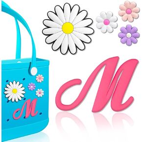 Hikkcos 5 Pcs Letter Charms for Bogg Bag Accessories Bogg Bag Clips Insert Charm Decorative Alphabet Charm for Handbag Beach Tote Bag Simple Modern Beach Bag Rubber Tote Bag