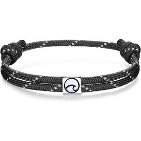 J.Endéar Compass Nautical Paracord Bracelet for Men, 925 Sterling Silver Handmade Bracelet Surfer Summer Beach Jewelry Partner Friendship Gift