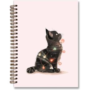 Christmas Cat Journal Notebook Spiral,Preppy College Christmas Birthday Gifts for Pink Lovers,Christmas Gifts for Women,Merry Christmas Journal Hardcover Spiral Notebook 5.5x8.3