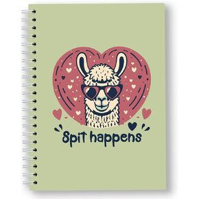 Spit Happens,Funny Blank Spiral Notebook, Camel Funny Gifts for Men and Women,Journal For Cheeky Alpaca Lovers