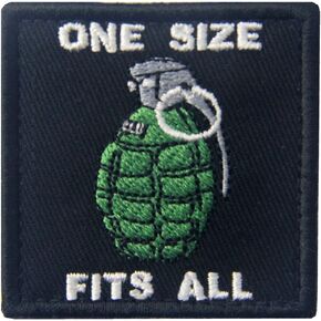 Tactical One Size Fits All Hand Grenade Embroidered Morale Applique Fastener Hook & Loop Patch