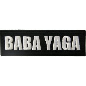 Baba Yaga Patch Morale Funny Embroidered Applique Iron On Sew On Emblem, White & Black