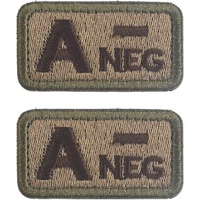 2 PCS Blimark Blood Type Patches, A- Negative NEG Patches, Hook and Loop, Embroidered Tactical Morale Patch for Backpacks, Clothing, Jeans, Hats, Bags, Helmets, Jersey, Army Vests,T-Shirts