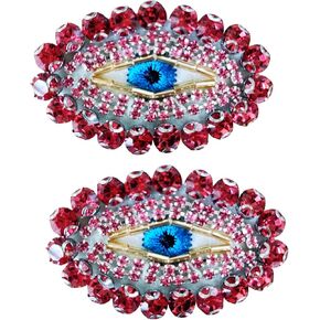 2Pcs Blue Rhinestone Evil Eye Patch, Cute Sew On Patches Applique DIY Decorative Accessories for Clothes Bags Hats Jacket Jeans Dress Backpacks