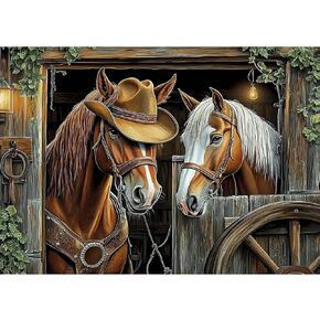 MXJSUA Horse 5D Diamond Painting Kits for Adults, Diamond Art Kits for Beginner, DIY Full Round Drill Diamond Dots Gem Art Kits for Home Wall Decor 12x16 Inch