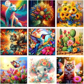 OXYSURE12 Pack Diamond Painting Kits for Adults, Landscape Diamond Art Kits, Mountain Diamond Painting, Sea Diamond Painting Kits, Full Drill Diamond Dots Painting 12x12 inch (Natural scens)