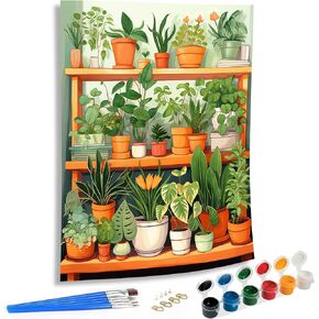 SKRYUIE Paint by Numbers Kits for Adults Botany, Acrylic Flower Oil Paint by Numbers for Adults Beginner Canvas with Brushes Paintwork Art Crafts for Home Decor 16x20 inch n16