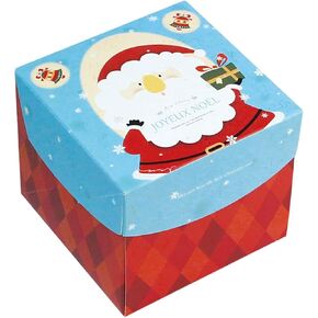Pomei 10 PCS Christmas Bakery Paper Boxes- Merry Christmas, Printed White Cardstock, 4.4"x4.4"x3.9", Paper Boxes for Cakes, Cookies, Christmas Parties, Retail, and Gifting.