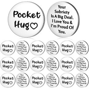 Sobriety Gifts for Women Men Sobriety Chips Pocket Hug Gifts Bulk for Him Her Addiction Recovery Cancer for AA Sympathy Alcoholics Survivor Warrior Fighter(24 Pcs)