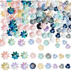 arricraft 150 Pcs Flower Beads Caps, 3 Styles Resin Flower Bead End Caps Multi-Petal AB Spacer Loose Beads for DIY Craft Necklaces Bracelets Jewelry Making