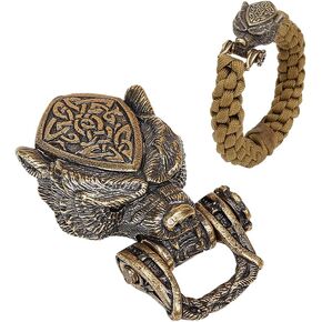 NBEADS Brass Paracord Buckles, 1.77x0.91x0.53 Inch Antique Bronze Paracord Bracelet Buckles Bear Head Pendant for EDC Braided Rope Making Pendant Buckle Keychain, Hole: 0.43x0.26 Inch