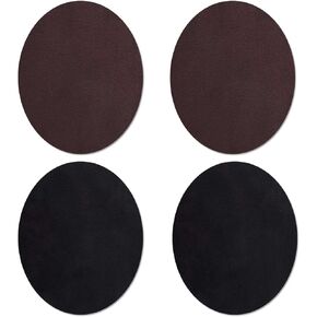 4pcs Elbow Patches for Sweaters, Oval Polyester Sew-On Elbow Knee Patches Iron On Elbow Patches Repair Patches for Sweater Down Jacket Shirt Jacket Pants(Black,Dark Brown)