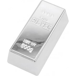 SABLUE Fake Silver Realistic Silver Novelty Gift Toys Joke Simulated Silver Brick for Pirate Games Party Favor (S-M)