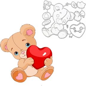 Heart Bear Metal Die Cuts,Lovely Teddy Bear Frame Valentine Wedding Cutting Dies Stencils DIY Crafts Cards Cuts for DIY Embossing Card Making Photo Decorative Paper Dies Scrapbooking