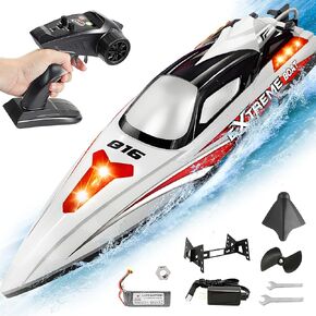 BEZGAR RC Boat, 18 inch Big Brushless Remote Control Boat for Adults and Kids and, 55 KPH Large Fast RC Speed Boat with 2500mAh Battery, Ideal Waterproof Toy Boats for Lakes - HJ816 Gray