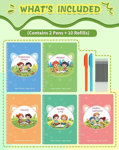 دفتر التأليف السحري، كتاب الكتابة اليدوية المحفور لمرحلة ما قبل المدرسة للأطفال، كتاب التأليف والنشر السحري القابل لإعادة الاستخدام، لمساعدة الأطفال على تحسين حبر الكتابة اليدوية in Saudi Arabia