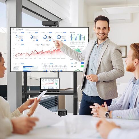 حامل تلفزيون متنقل من Goplus، عربة تلفزيون دوارة مع رف كاميرا وأرفف AV، عربة وحدة تحكم وسائط قابلة للتعديل لأجهزة تلفزيون مسطحة/منحنية مقاس 32 بوصة - 80 بوصة يصل وزنها إلى 132 رطلاً، الحد الأقصى VESA 900 × 600 مم، تتضمن براغي تثبيت التلفزيون in Kuwait