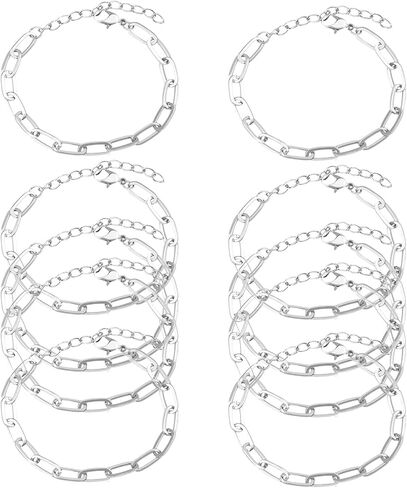 10pcs Chain Bracelets Kit Alloy Link with Lobster Clasps for Christmas DIY Women Jewelry Findings Bracelet Making (Gold) in Kuwait