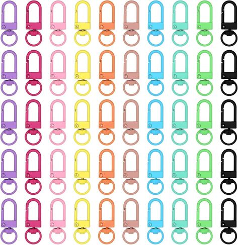 50 Pcs Colorful Metal Lobster Claw Clasps Swivel Lanyards Trigger Snap Hooks Strap with Key Rings Keychain Clasp DIY Accessories for Backpack Charms Bag Key Chains Connector Jewelry Making in Saudi Arabia